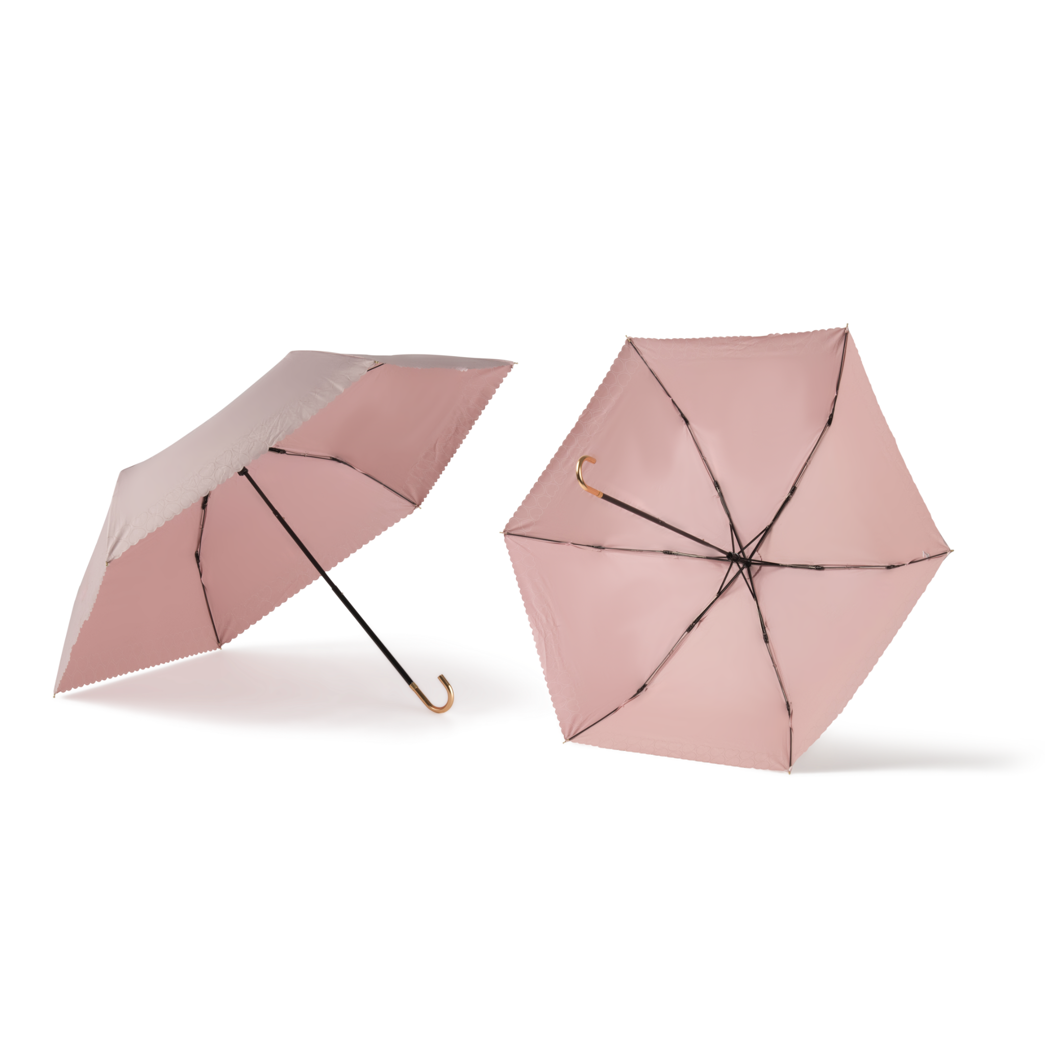 Sunbarry Romantic Breezer Blush Rose – Seitenansicht und Unteransicht mit Goldgriff und Herz-Detail